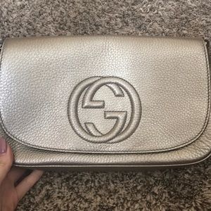 Gucci metallic crossbody and clutch